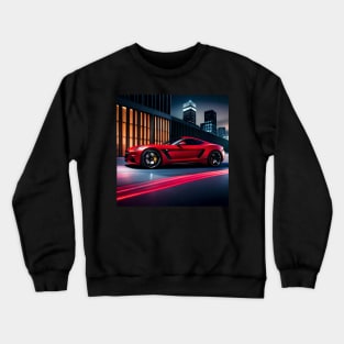 Hot red sports car in the city Crewneck Sweatshirt